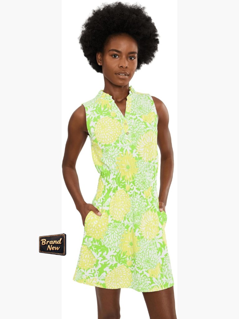 Luxletic Active Sleeveless Polo Dress With Smocked Waist & Shorts